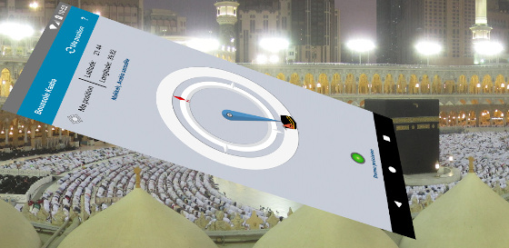 Boussole Kaaba, direction qibla